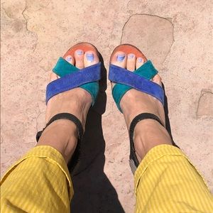TOMS platform colorblock sandals
